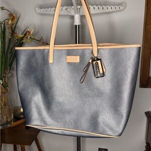 Coach Silver/Gray and Tan Women's Tote Bag